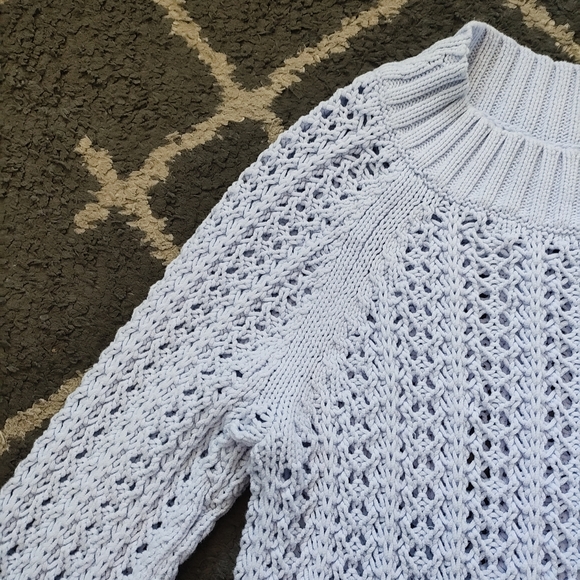 J. Crew Wide-neck beach sweater with pointelle stitch (light blue) - Picture 7 of 11